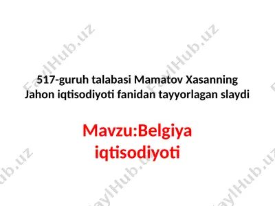 belgiya iqtisodiyoti — PPTX