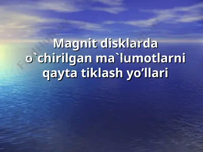 magnit disklarda o`chirilgan ma`lumotlarni qayta tiklash yo’llari — PPT
