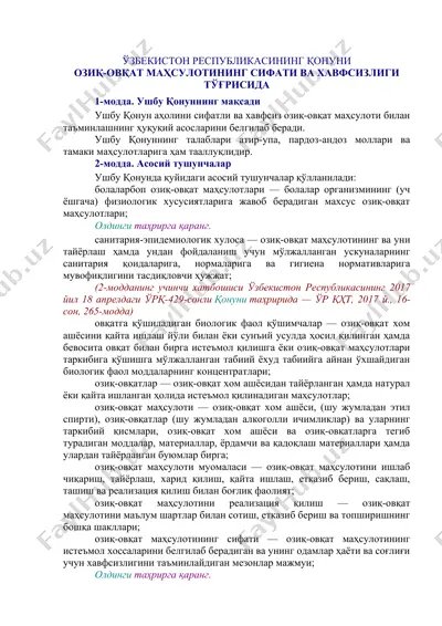 oziq-ovqat mahsuloti — DOCX
