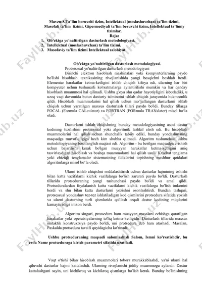 ob'ektga yo'naltirilgan dasturlash metodologiyasi — DOCX