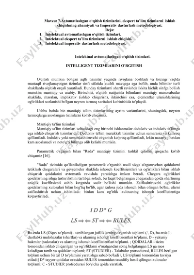 intelektual avtomatlashgan o‘qitish tizimlari. — DOCX