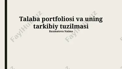 talaba portfeli: ta'rif va ahamiyati — PPTX