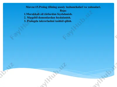 prologtilining asosiy tushunchalari va xulosalari — PPTX