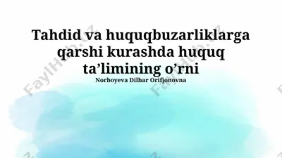 huquqiy ta'lim va jamoatchilik bilan ishlash — PPTX