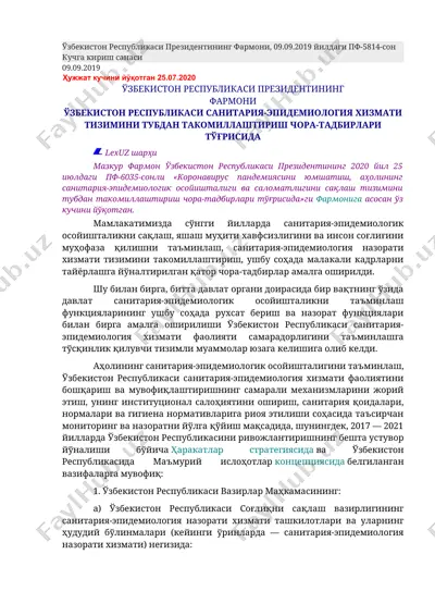 koronavirus pandemiyasini yumsatish chor-tadbirlari — DOCX