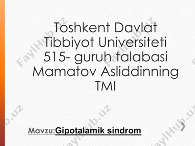 gipotalamik sindrom — PPTX