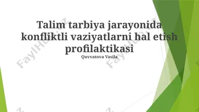talim tarbiya jarayonida konfliktli vaziyatlarni hal etish profilaktikasi — PPTX