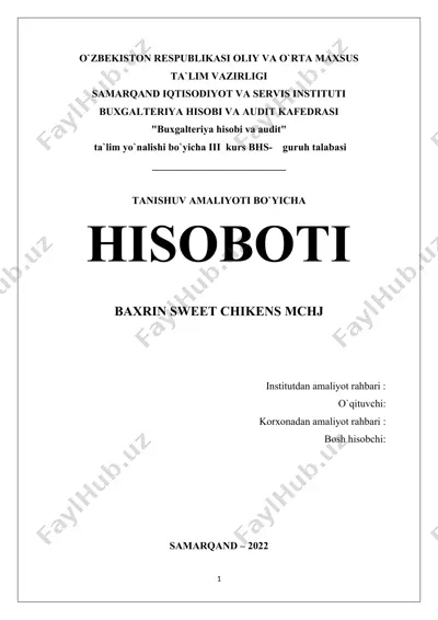 buxgalteriya hisobi va audit hisoboti — DOCX