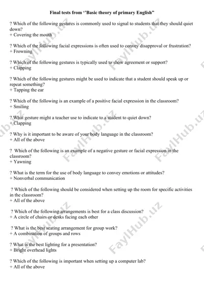 final tests from ‘’basic theory of primary english” — DOCX