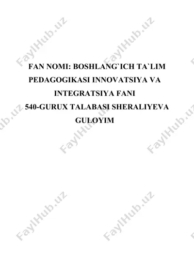 boshlang`ich ta`limda fanlararo integratsiyalash — DOC
