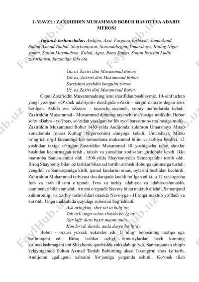 zaxiriddin muhammad bobur hayoti va adabiy merosi — DOCX