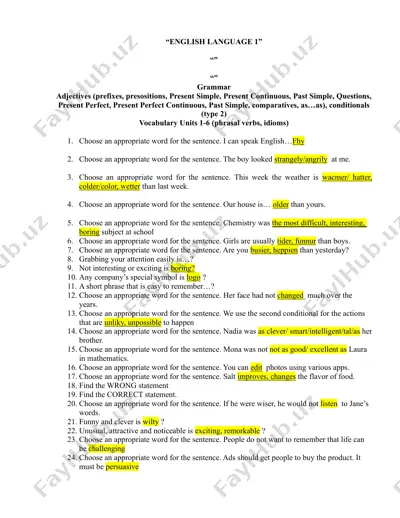 english language 1 — DOC