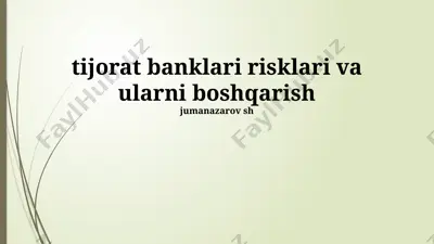 tijorat banklari risklari va ularni boshqarish — PPTX