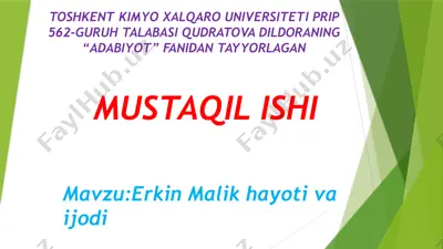 erkin malik hayoti va ijodi — PPTX
