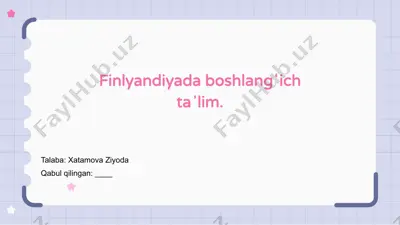 finlyandiyada boshlangʻich taʼlim — PPTX