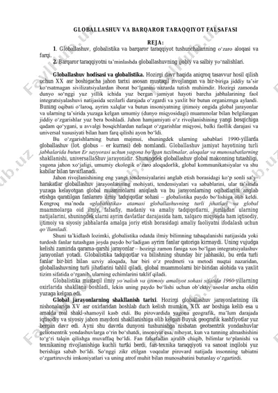 globallashuv va barqaror taraqqiyot falsafasi — PDF