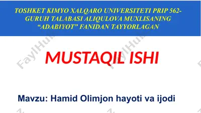 hamid olimjon hayoti va ijodi — PPTX