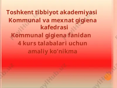 ichimlik suvining laboratoriya tekshirishi natijalarining tahlili va uni baholash — PPT
