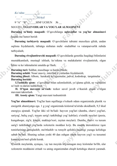uglevodlar va yog'lar almasinuvi — DOC