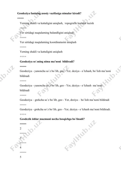 geodeziya fanining asosiy vazifalari — DOCX