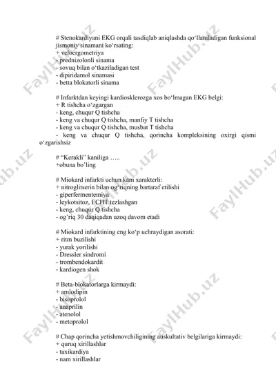 kardiologik sinamalar — DOCX