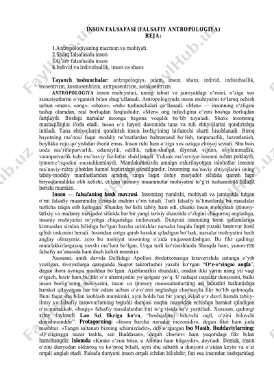 inson falsafasi (falsafiy antropologiya) — PDF