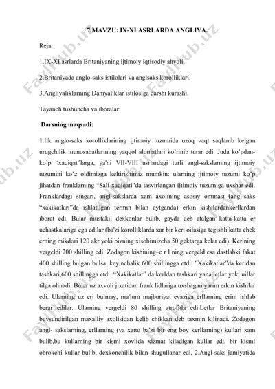 ix-xi asrlarda angliya tarixi — DOC