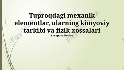 tuproqning suv o'tkazuvchanligi — PPTX