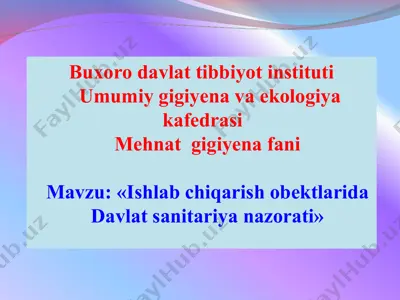 davlat sanitariya nazorati — PPT
