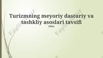 turizmning meyoriy dasturiy va tashkliy asoslari tavsifi — PPTX