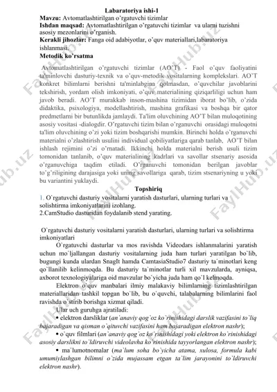 avtomatlashtirilgan o’rgatuvchi tizimlar labaratoriya ishi-1 — DOCX