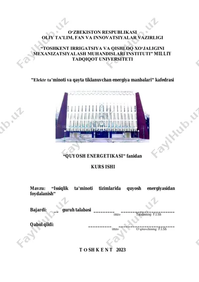 elektr ta’minoti va qayta tiklanuvchan energiya manbalari — PDF