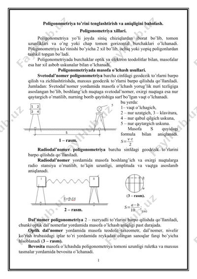 poligonometriya to’rini tenglashtirish va aniqligini baholash — DOCX
