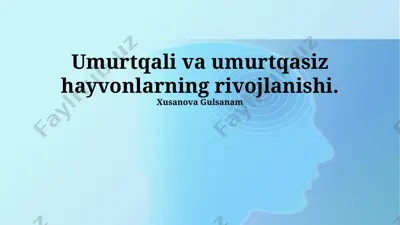 umurtqali va umurtqasiz hayvonlarning rivojlanishi — PPTX