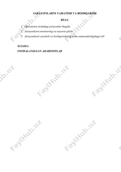 jarayonlarni yaratish va boshqarish — DOCX
