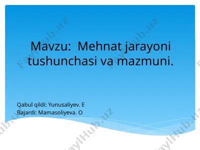 mehnat jarayoni tushunchasi va mazmuni — PPTX