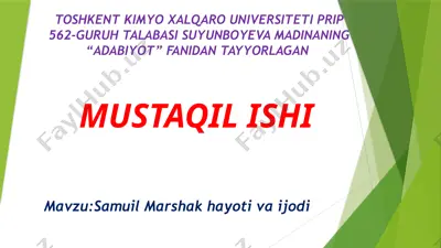 samuil marshak shoiri haqida ma'lumot — PPTX