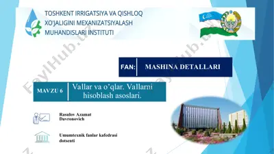 vallar va oʼqlar. vallarni hisoblash asoslari. — PPT