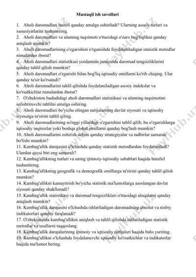 aholi daromadlari tahlili — DOCX