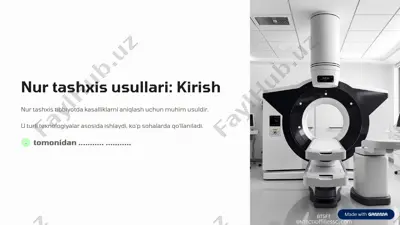 tashxis usullari: nur tashxis, rentgen tekshiruvi, kontrastlash usullari, utt (ultratovush tomografiya), mrt (magnit rezonans tomografiya) — PDF