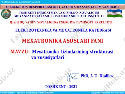 mexatronika tizimlarining strukturasi va xususiyatlari — PDF