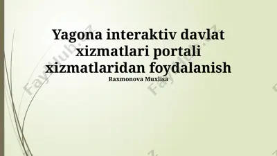 yagona interaktiv davlat xizmatlari portalidan foydalanish — PPTX