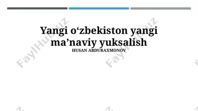 yangi oʻzbekiston yangi maʼnaviy yuksalish — PPTX