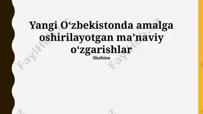 yangi o'zbekistonda ruhiy qayta tug'ilish — PPTX