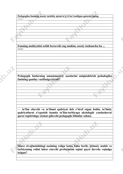 pedagogika fanining asosiy tarkibiy qismi — DOCX