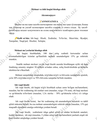 mehmat va ishh haqini hisobga olish — DOCX