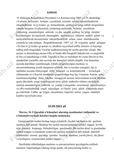 qishloq xo‘jaligi va yer melioratsiyasi — DOCX