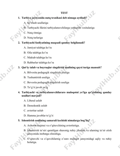 tarbiya jarayonida nutq texnikasi — DOC