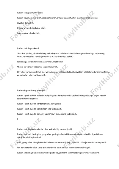 turizm so’ziga umumiy ta’rif — DOCX
