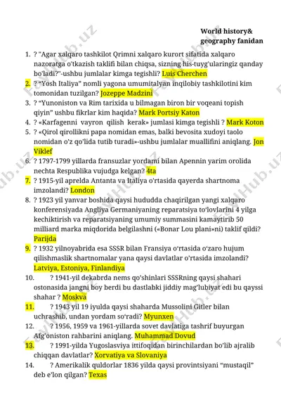 world history& geography fanidan — DOCX